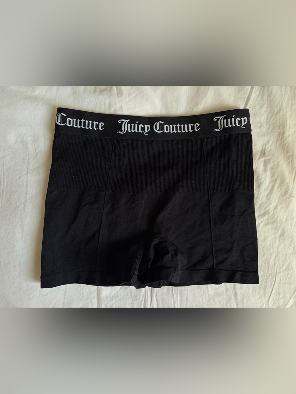 Juicy Couture Black and White Logo Waistband Shorts